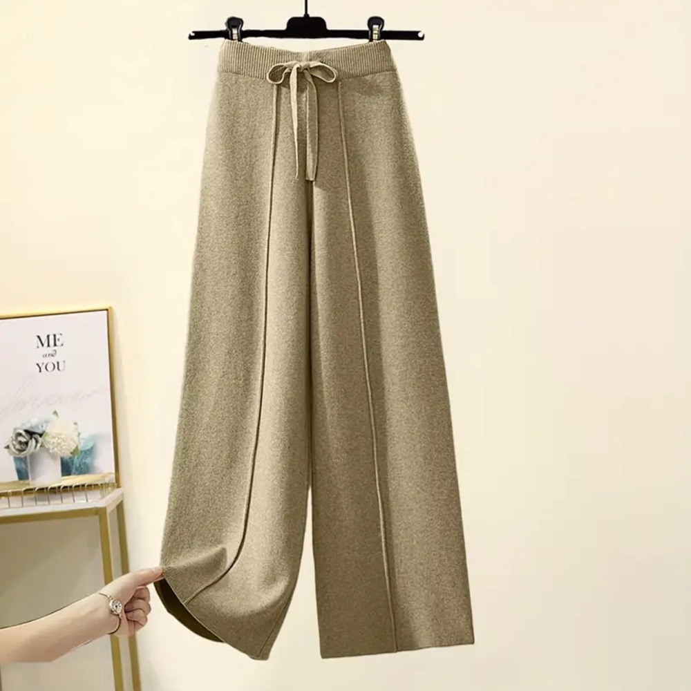 Chic Beige Wide-Leg Women's Pants